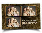 Birthday Party Photobooth Template Gold Sparkle Glitter Golden 4x6 Sweet 16 Birthday Photo Booth Template