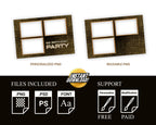 Birthday Party Photobooth Template Gold Sparkle Glitter Golden 4x6 Sweet 16 Birthday Photo Booth Template