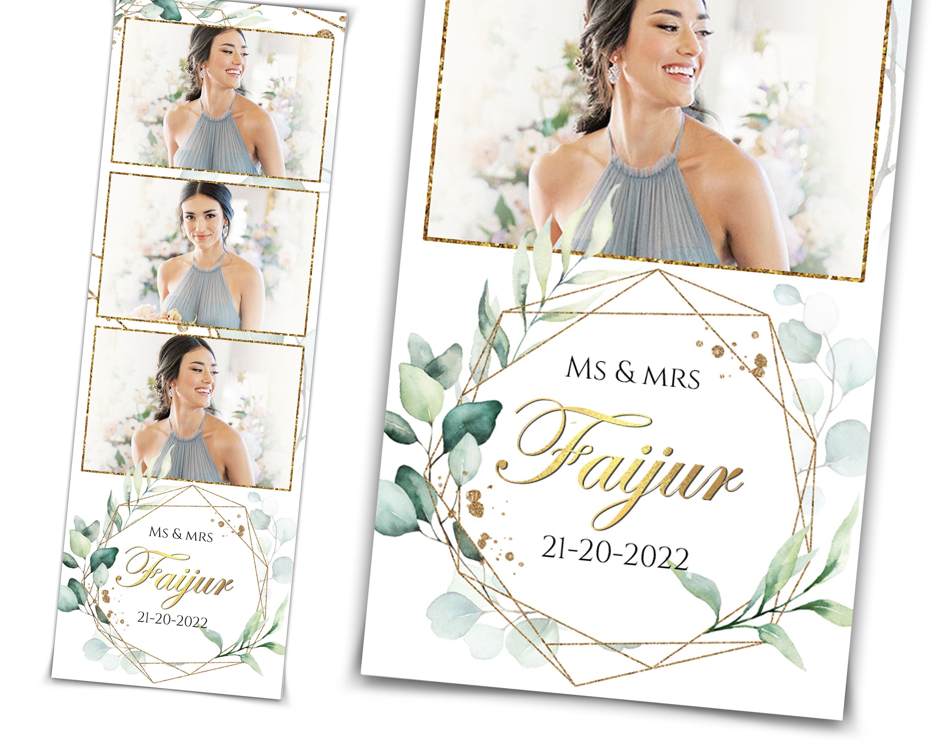 Wedding Bridal Shower Sweet 16 Floral Anniversary Photo Booth Template 2x6 Photobooth Template