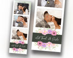 Wedding Photobooth template 2x6 strip with Floral blush flowers light pink rose and greenery photo booth template