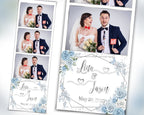 Wedding Photobooth template 2x6 strip with Floral blush flowers rose and photo booth template