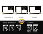 Class of 2023 Black & Gold Graduation Photobooth Template Stylish Elegant 4x6 Postcard Triple photo photo booth template PSD PNG Font Link