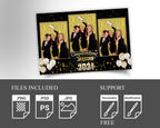 Class of 2023 Black & Gold Graduation Photobooth Template Stylish Elegant 4x6 Mirror Booth Triple shot photo booth template PSD PNG Fonts