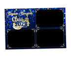 Class of 2023 Greaduation Photobooth template 4x6 triple shot Navy Blue, Royal Blue and Gold photo booth template for graduation,prom party
