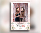 Birthday Sweet Sixteen Photobooth Template in pink rose gold Sweet 16, Quinceanera, Wedding Photo Booth Template 4x6 Single 1 photo layout