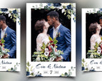 Wedding Anniversary Photobooth template 4x6 Mirror Booth Floral Blue flowers Silver and greenery photo booth Portrait template
