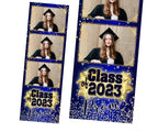 Class of 2023 Graduation Photobooth Template Blue and Gold 2x6 Strip Prom 2023 Photo booth template