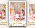 Baby Girl Birthday Floral Photobooth Template 4x6 Photo Booth Mirror Booth Template
