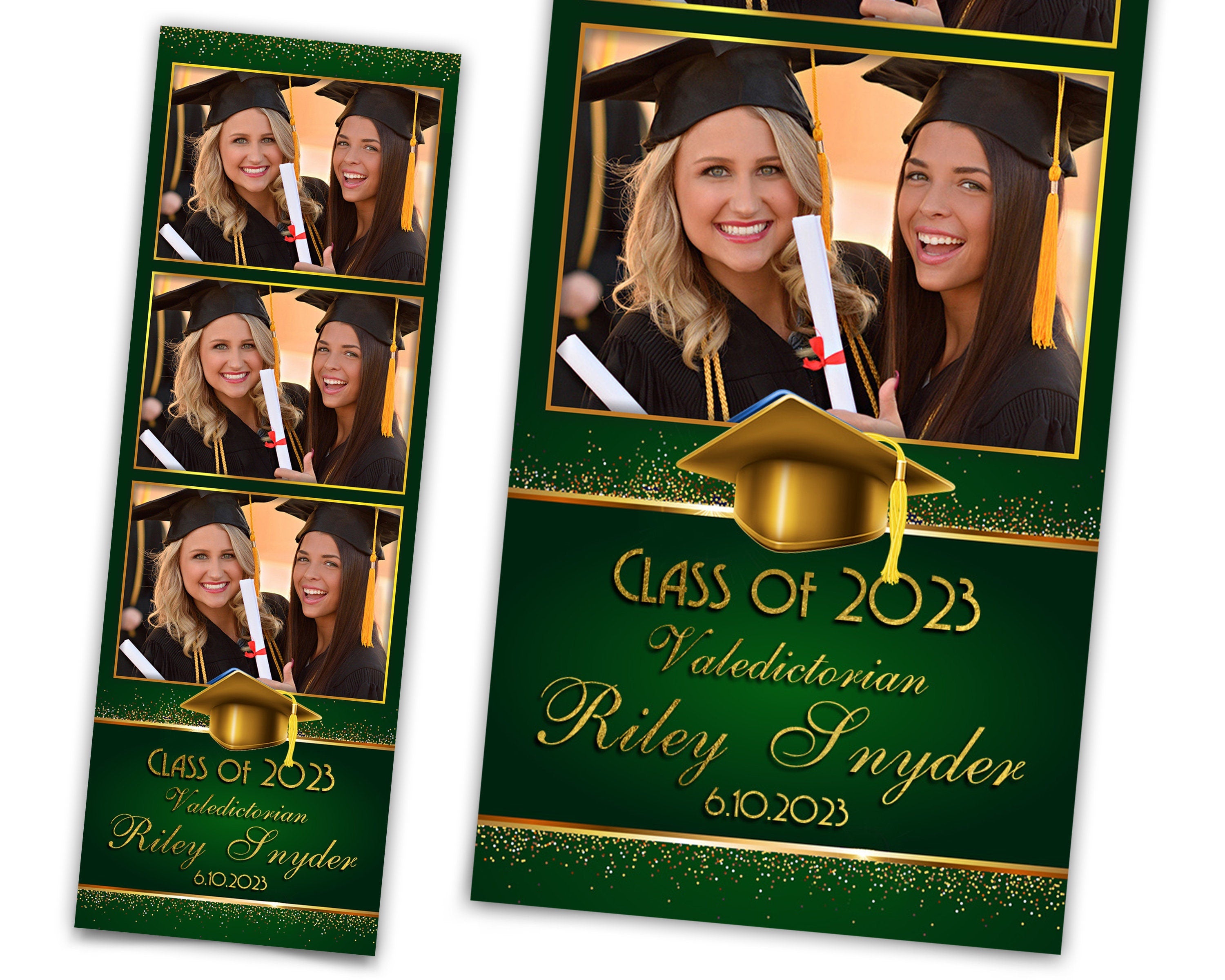 Graduation Photo Booth Template Prom 2005 Photobooth Class of 2025 Green Gold Graduation Grad Strip