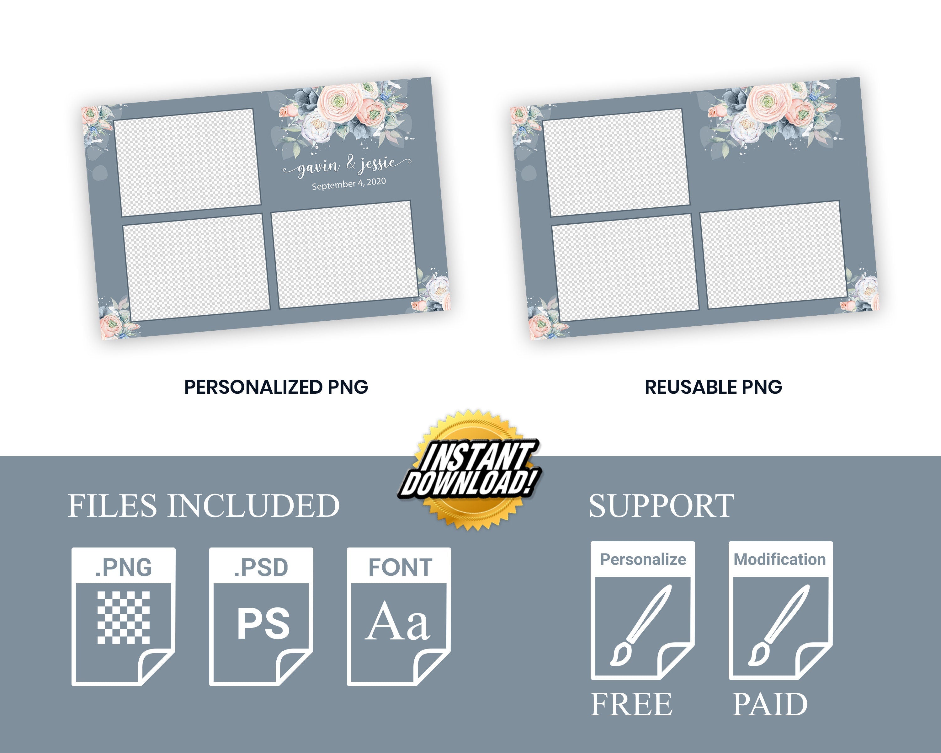 Photobooth Template Wedding Bridal Shower Photobooth Template Birthday Anniversary Photo Booth Template 4x6