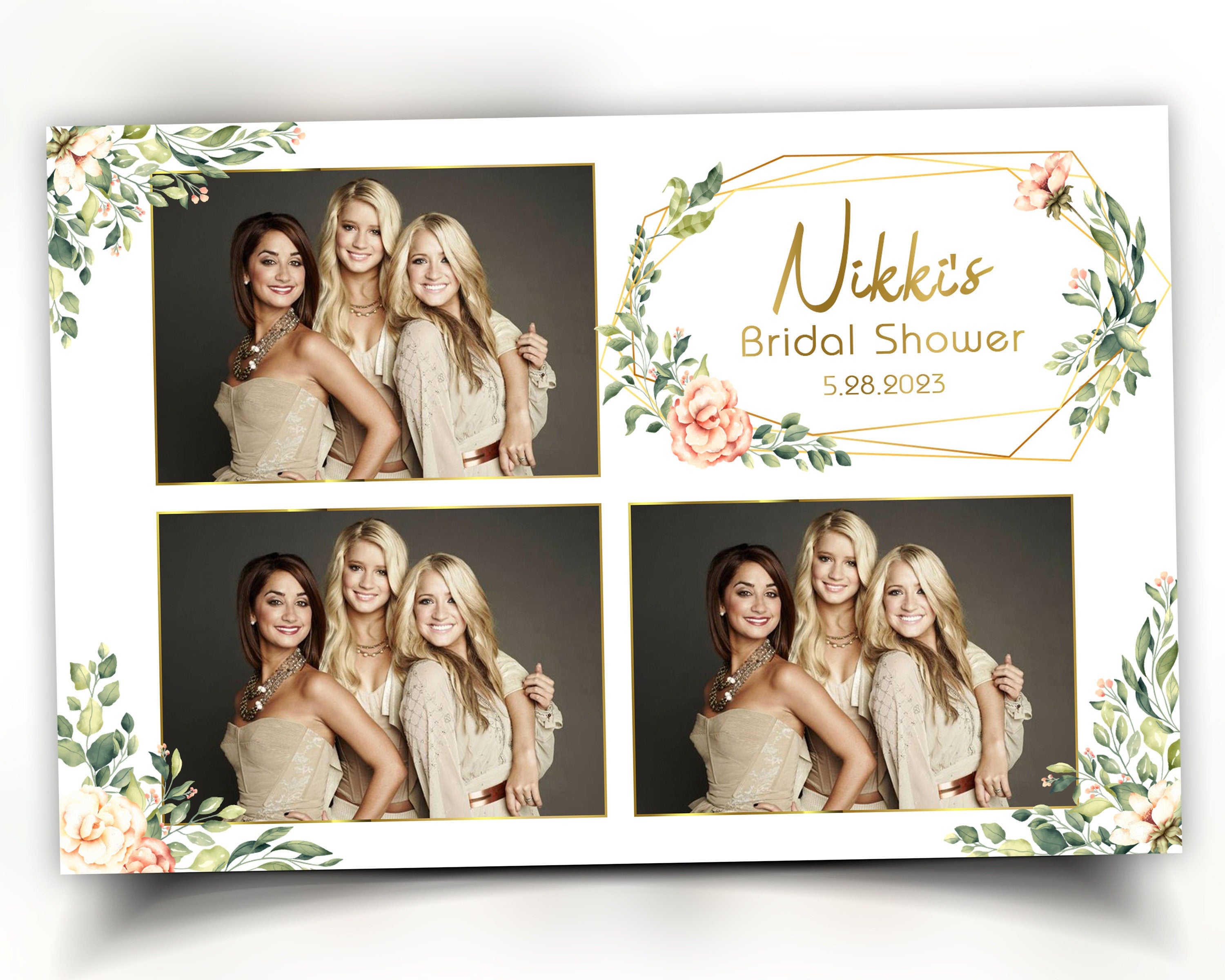 Photo Booth Template Wedding Bridal Shower Greenery Sweet 16 Floral Anniversary 4x6 Photobooth Template
