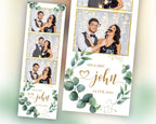 Wedding Photobooth template 2x6 strip with greenery eucalyptus wreath leaves elegant minimal greenery photo booth editable template