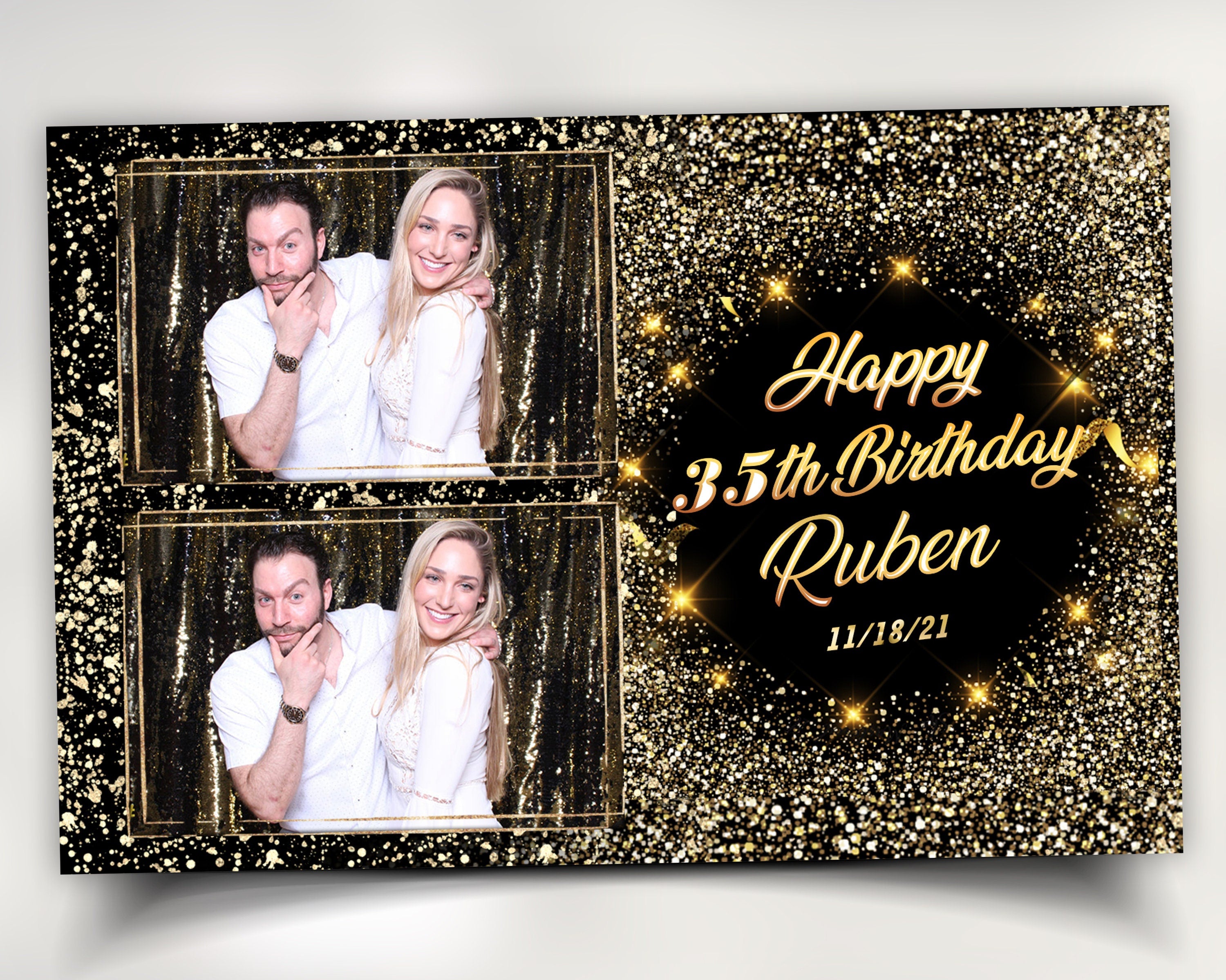 Photo Booth Template Birthday Party Gold Sparkle Glitter Photobooth Template 4x6 layout 10