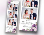 Wedding Anniversary Photobooth template with Floral blush flowers purple and greenery photo booth template