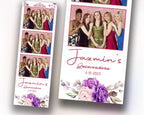 Birthday Purple Floral Quinceañera Photobooth template 2x6 strip sweet sixteen 16 birthday purple photo booth template