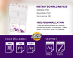 Birthday Purple Floral Quinceañera Photobooth template 2x6 strip sweet sixteen 16 birthday purple photo booth template