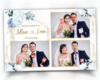 Wedding Photobooth template 4x6 3 photo with Blue Floral blush flowers and greenery photo booth template