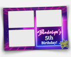 Neon Photobooth Template for Birthday & Disco lighting Photo booth Template, 2x6 Strip Birthday or Light the Night Prom Party Purple blue