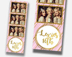Photo Booth Template Birthday Photobooth Template Bday Sweet 16 Pink Gold Photo Booth Template 2x6
