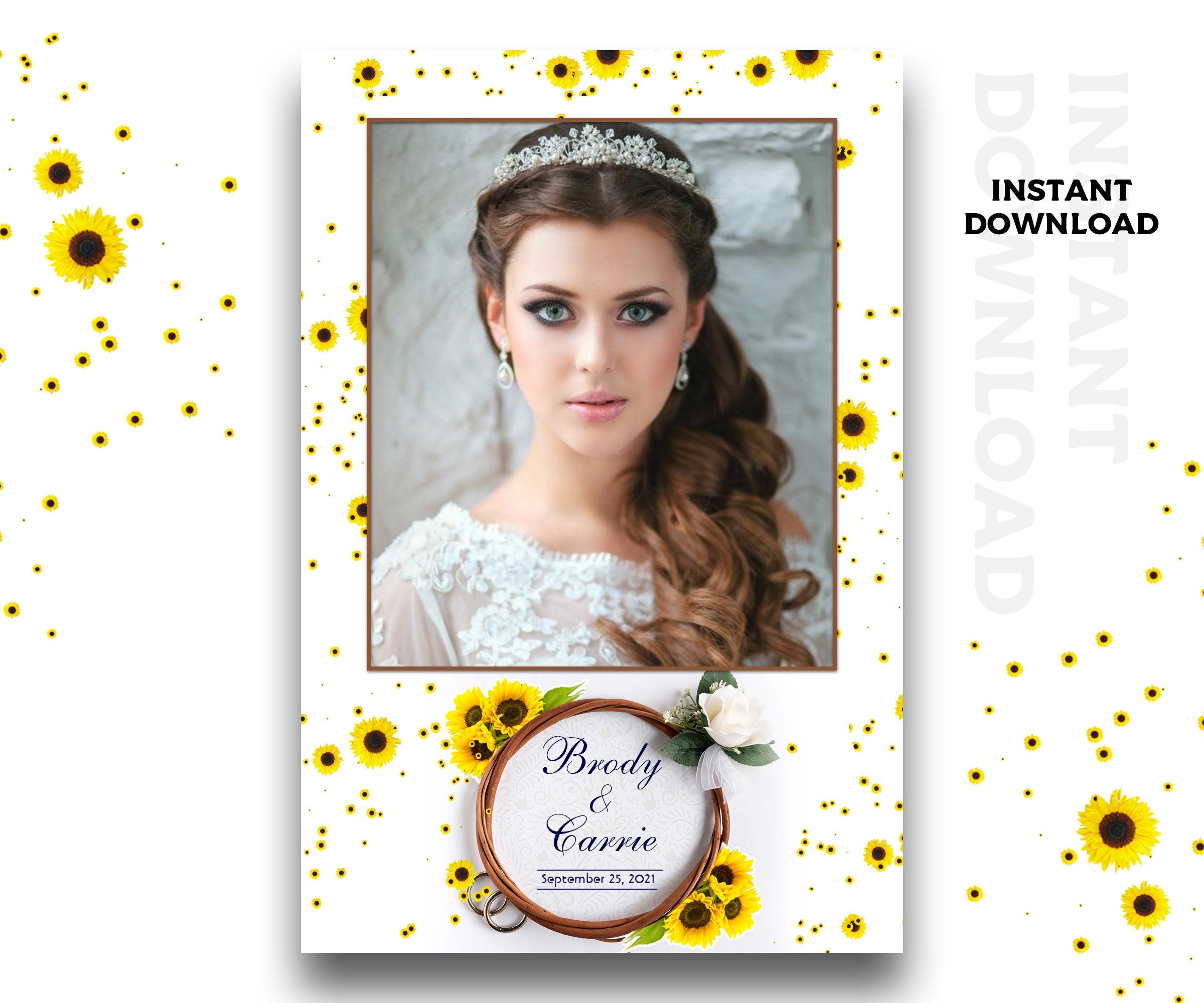 Sweet 16 Quinceanera 4x6 Portrait Photobooth Template Sunflower Photobooth Template photo booth 4x6 Portrait