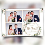 Wedding Photobooth template 4x6 with Floral blush pink flowers and greenery with gold lines 3 photo Anniversary photo booth template TB683