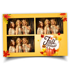 Fall Festival photobooth template and Thanksgiving 4x6 orange pumpkin theme 3 photo postcard layout for DSLR booth darkroom PNG 2024 F8