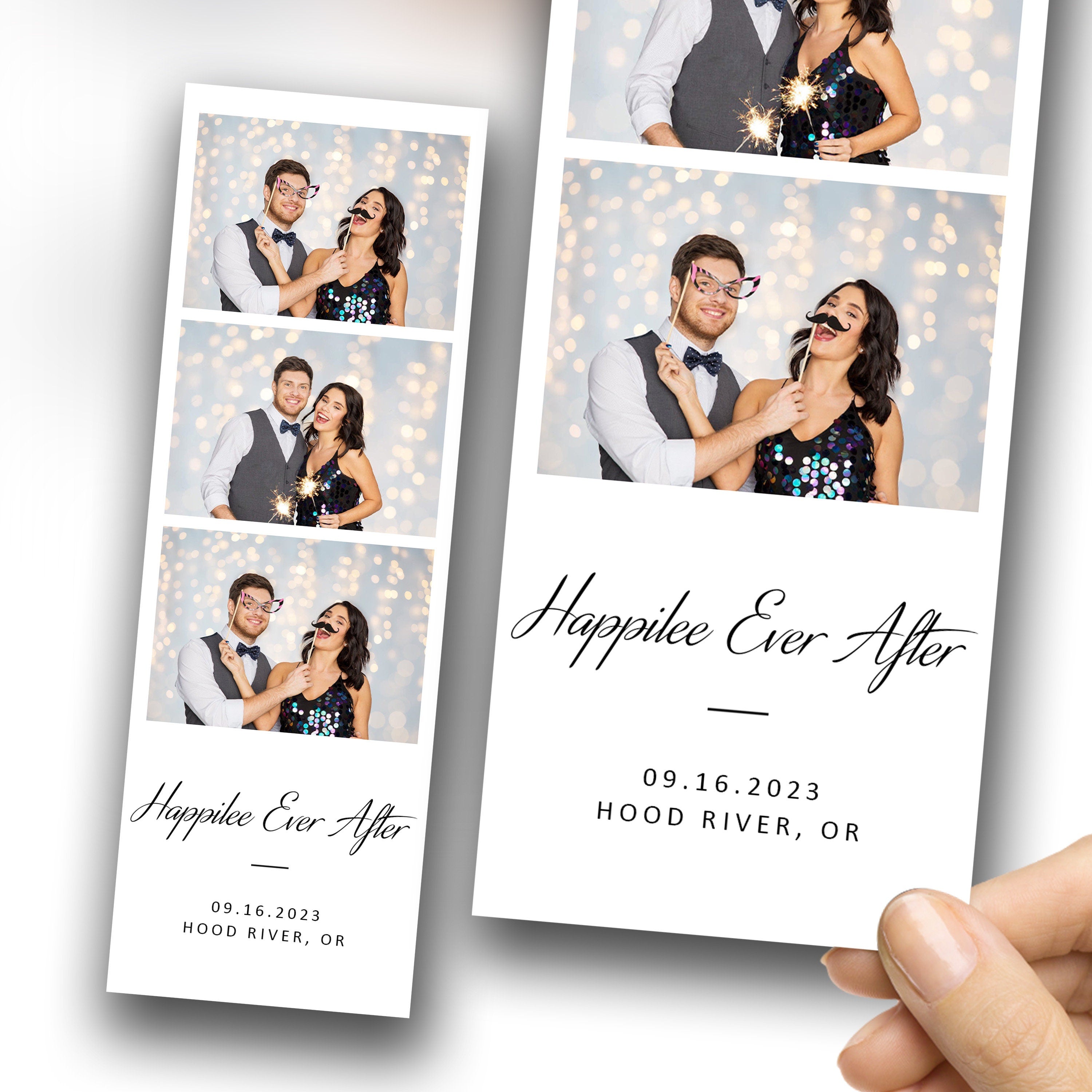 Wedding signature black and white Bridal Shower Anniversary Photo Booth Template 2x6 Strip Photobooth Template with FONT