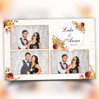 Wedding Photobooth Template Fall theme anniversary Fall Festival Thanksgiving with Burnt Orange & burgundy flowers fall leaves 4x6 3 photo