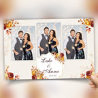 Wedding Photobooth Template Fall theme 4x6 Mirror 3 shot anniversary Fall Festival Thanksgiving Burnt Orange & burgundy flowers fall leaves