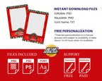 Christmas Photobooth Template, 4x6 portrait single 1 photo Merry Christmas and New Year 2024 Xmas Green & Red for mirror booth and PSD PNG