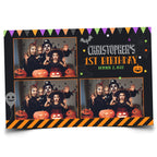 Halloween Birthday Photobooth Template 4x6 Trick or Treat Party 2024 dark color Halloween Photo booth Template postcard 3 shots PSD PNG Font