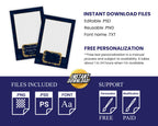 Christmas Xmas Photobooth Template 4x6 Portrait Navy Blue & Gold Photo booth stripe for Holiday Party 2023 4x6 single shot new year's eve
