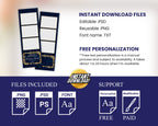 Christmas Xmas Photobooth Template 2x6 Strip Navy Blue & Gold Photo booth stripe for Holiday Party 2023 2x6 inches new year's eve