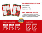 Christmas Photobooth Template, 4x6 portrait collage 3 photo Merry Christmas and New Year 2024 Xmas Green & Red for mirror booth and PSD PNG