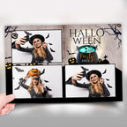Halloween Photobooth Template 4x6 Trick or Treat Party 2024 stylish halloween Photo booth Template postcard 3 shots PSD PNG Font