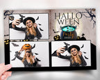 Halloween Photobooth Template 4x6 Trick or Treat Party 2024 stylish halloween Photo booth Template postcard 3 shots PSD PNG Font