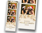 Christmas Photobooth Template 2x6 Stripe 2023 Happy Holiday Party Merry Christmas Gold and Green New Year 2024 Xmas Photo booth Template CM2
