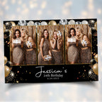 Birthday Photobooth Template Black Gold and Silver balloons 4x6 Landscape Mirror Booth portrait 3 photo Sweet 16 Photo Booth Template BM2