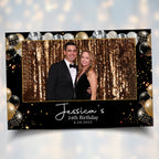 Birthday Photobooth Template Black Gold and Silver balloons 4x6 Landscape Mirror Booth single 1 photo Sweet 16 Photo Booth Template BM2