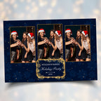 Christmas Photobooth Template Navy Blue & Gold 4x6 Landscape Mirror 3 shot Photo booth Xmas Holiday Party 2023 new year's eve 2024 Template