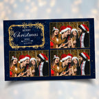 Christmas Photobooth Template Navy Blue & Gold 4x6 Landscape postcard 3 shot Photo booth Xmas Holiday Party 2023 new year eve 2024 Template