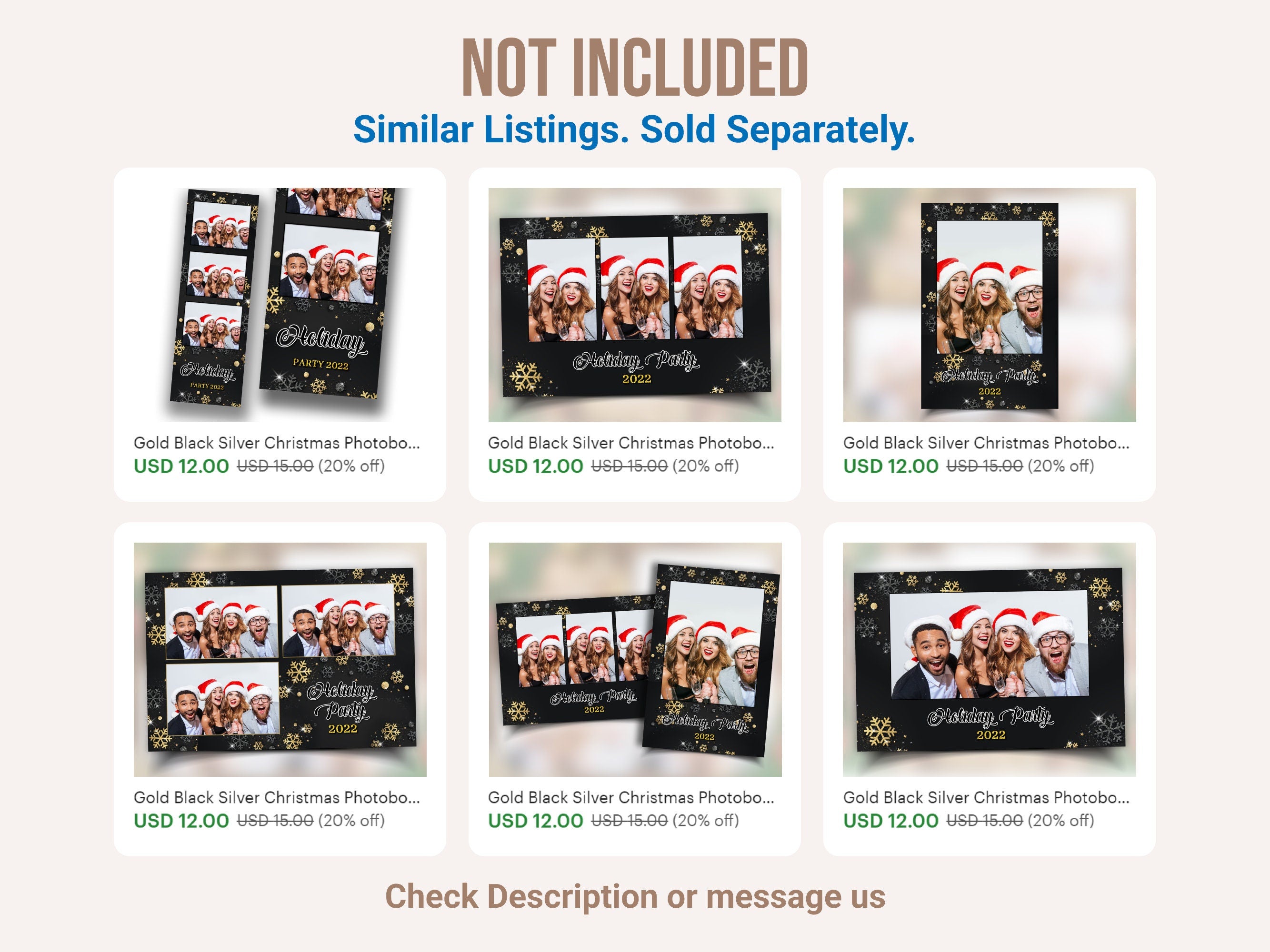 Christmas Photobooth Template 4x6 Merry Christmas and New Year Winter Wonderland and Holiday Photo booth Template Gold Black Silver