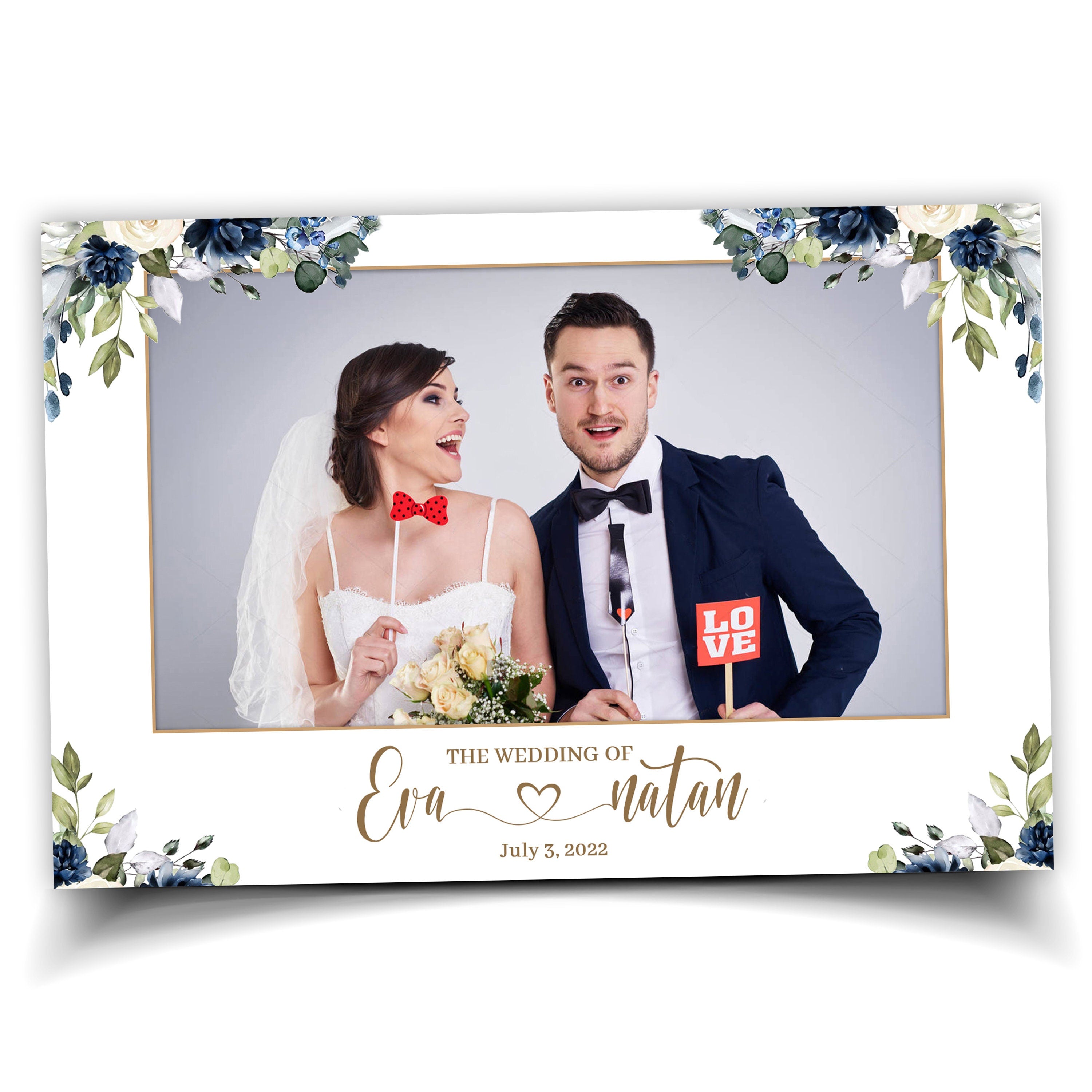 Greenery Wedding Anniversary Bridal Shower Photobooth Template 4x6 Floral Blue flowers photo booth Mirror Touchpix Salsa Darkroom