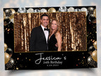 Birthday Photobooth Template Black Gold and Silver balloons 4x6 Landscape Mirror Booth single 1 photo Sweet 16 Photo Booth Template BM2