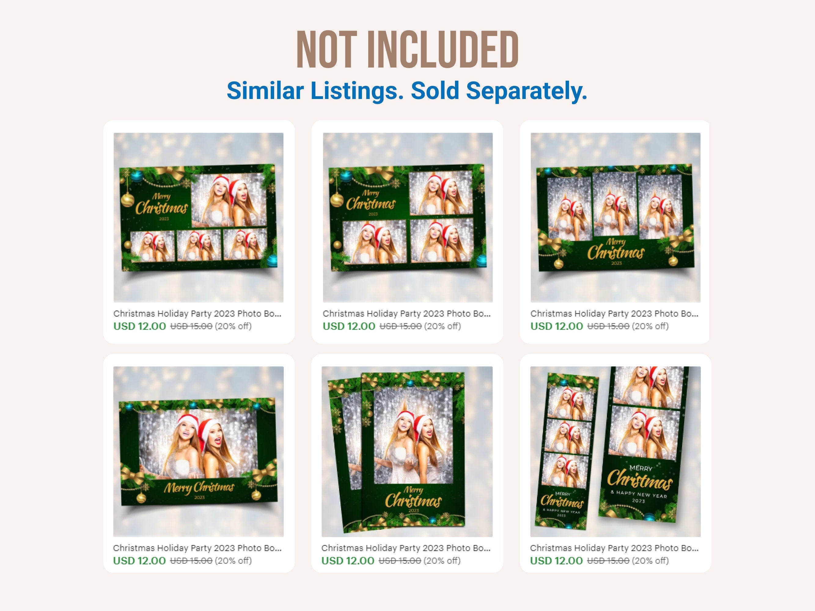 Christmas Holiday Party 2023 Photo Booth Template Green Gold Corporate Party Photobooth 4x6 Portrait Single Photo Mirror booth template CM5