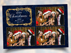 Christmas Photobooth Template Navy Blue & Gold 4x6 Landscape postcard 3 shot Photo booth Xmas Holiday Party 2023 new year eve 2024 Template