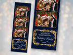 Christmas Xmas Photobooth Template 2x6 Strip Navy Blue & Gold Photo booth stripe for Holiday Party 2023 2x6 inches new year's eve