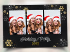 Gold Black Silver Christmas Photobooth Template 4x6 3 photo mirror booth Merry Christmas and New Year and Holiday photo booth Template