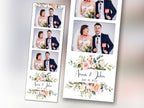 Wedding Photo booth template 2x6 strip with Floral light pink rose flowers and greenery photobooth template B37 1242