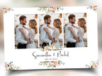 Wedding Mirror photo booth template 4x6 3 shot photo booth landscape floral light pink rose flowers and greenery photobooth B37 1242